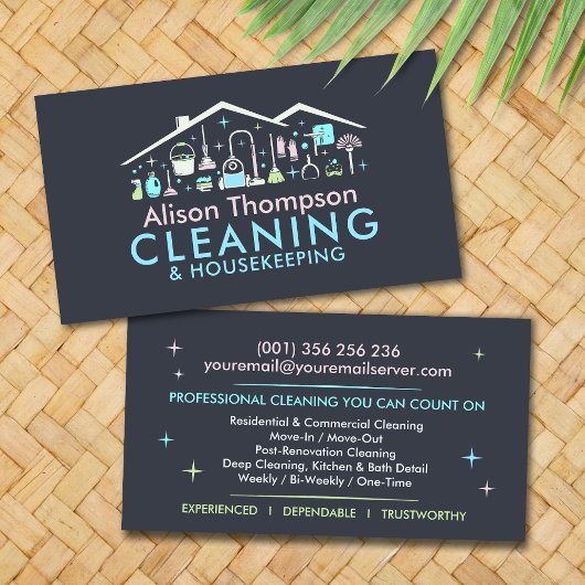 Professional House Cleaning Services Business Card 名刺