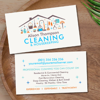 Professional House Cleaning Services Business Card 名刺