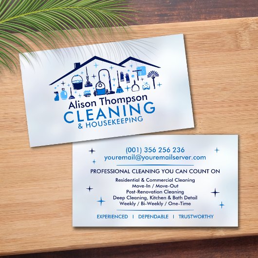 Professional House Cleaning Services Business Card 名刺
