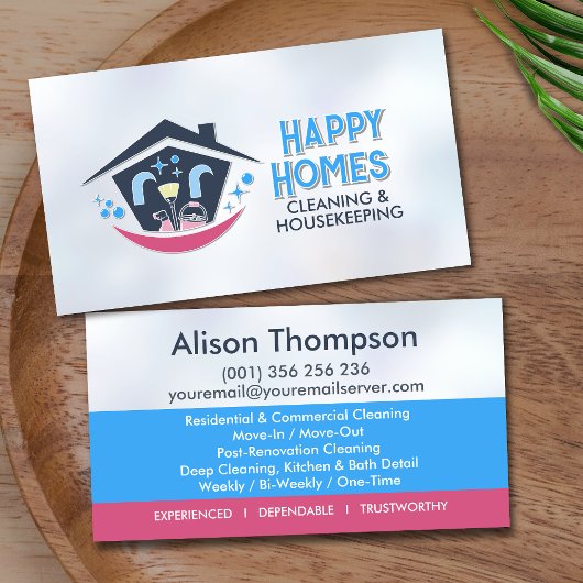 Professional House Cleaning Services Business Card 名刺