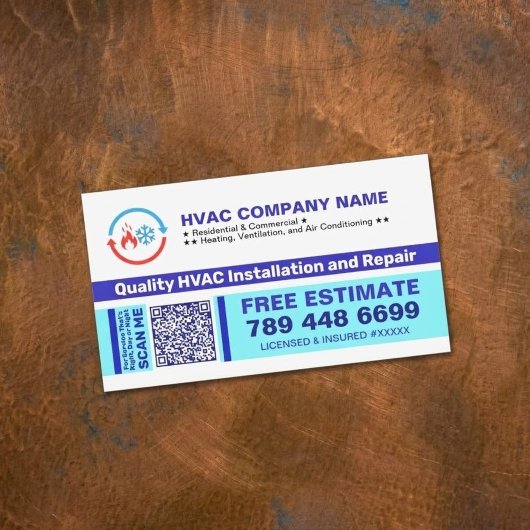 Professional HVAC Company Logo & Qr Code & Slogan マグネット名刺