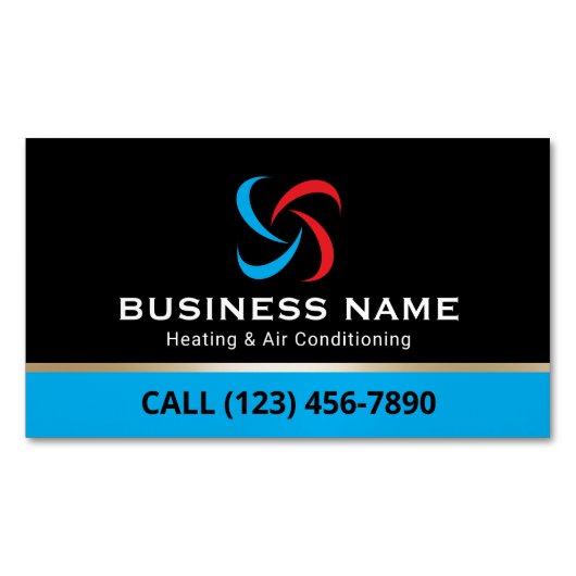 Professional HVAC Logo Heating & Air Conditioning マグネット名刺 (正面)