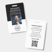 Professional ID Photo Logo Employee Staff Black バッジ (正面&裏面)