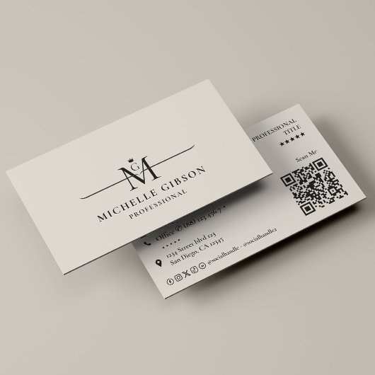 Professional Initial Crown Monogram Sand Marketing 名刺