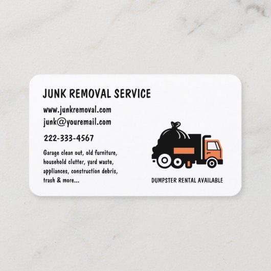 Professional Junk Hauling Trash Removal  名刺 (裏面)