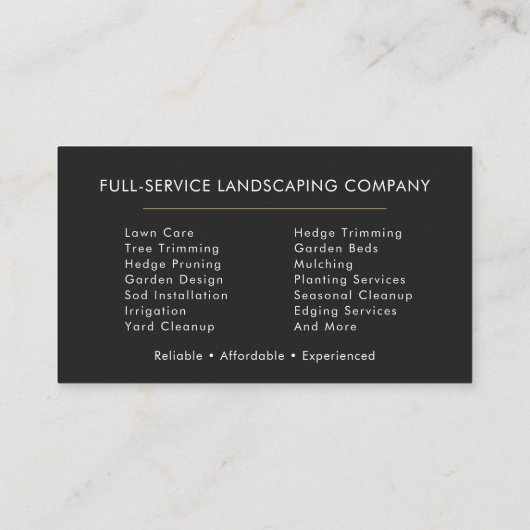 Professional Landscaping Company Lawn Service 名刺 (裏面)