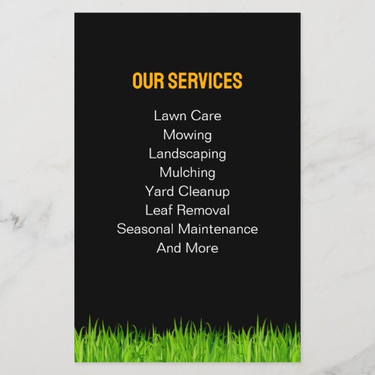Professional Landscaping Grass Mowing Service チラシ (裏面)