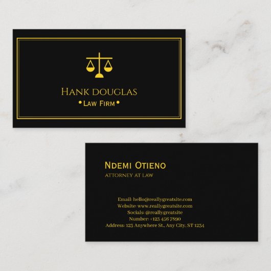 Professional Law & Justice Business Card 名刺 (正面/裏面)