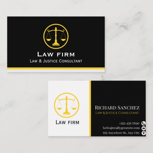 Professional Law & Justice Business Card 名刺 (正面/裏面)