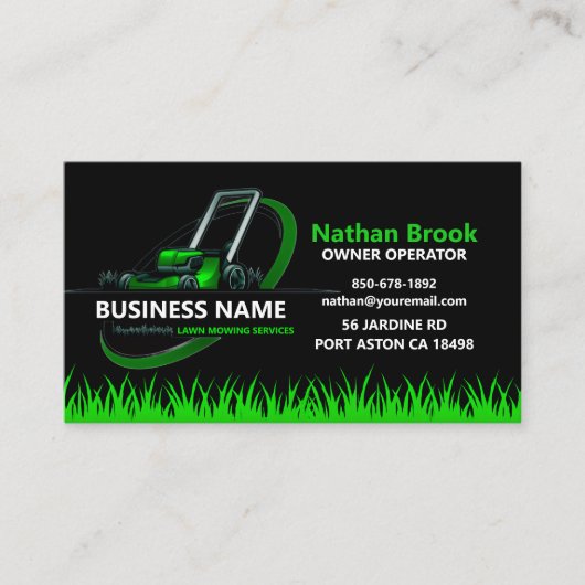 Professional Lawn Care Landscaping Green Black 名刺 (正面)