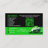 Professional Lawn Care Landscaping Green Black QR 名刺 (裏面)