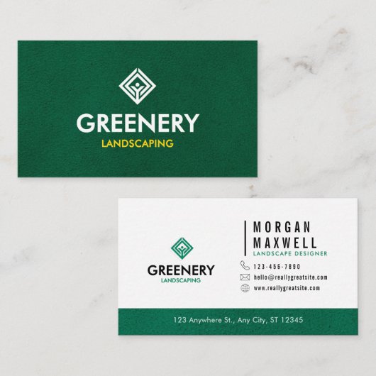 Professional Lawn Care Landscaping Green Simple 名刺 (正面/裏面)