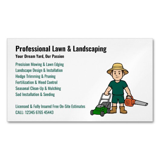 Professional Lawn Care Landscaping Service マグネット名刺 (正面)