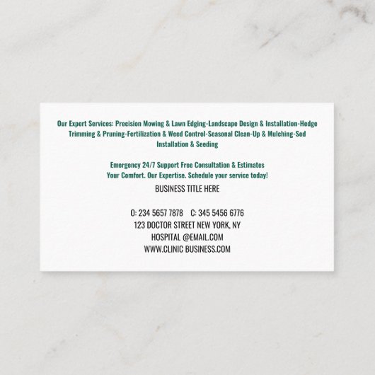 Professional Lawn Care & Landscaping Service 名刺 (裏面)