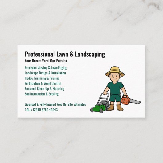 Professional Lawn Care & Landscaping Service 名刺 (正面)