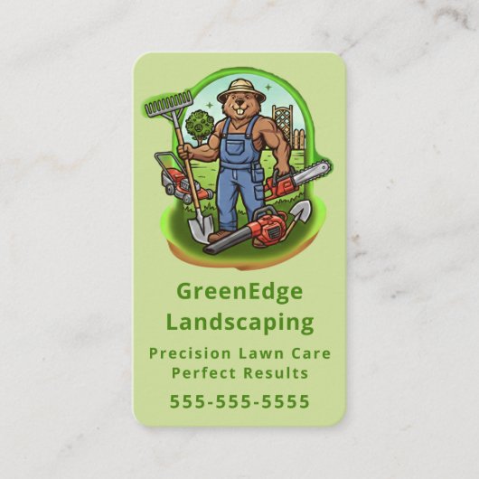 Professional Lawn Care Landscaping Service Green 名刺 (正面)