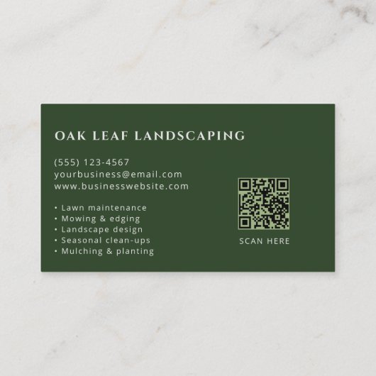 Professional Lawn Care Landscaping Service QR Code 名刺 (裏面)