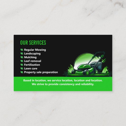 Professional Lawn Mowing Landscaping Green Black 名刺 (裏面)