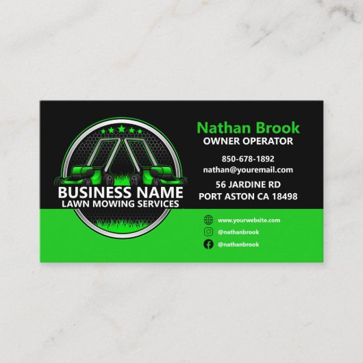 Professional Lawn Mowing Landscaping Green Black 名刺 (正面)