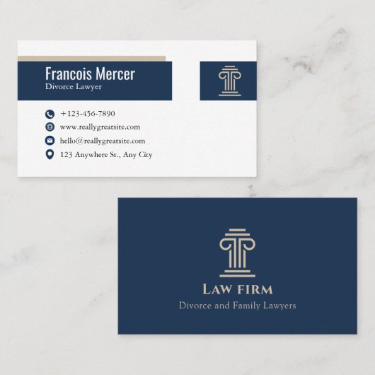 Professional Lawyer | Blue Modern Attorney Design 名刺 (正面/裏面)