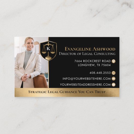 Professional Legal Consultant Luxury Black Gold 名刺 (裏面)