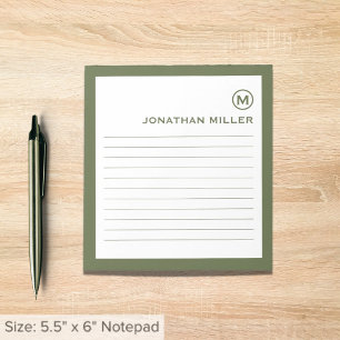 Professional Lined Olive White Monogram ノートパッド