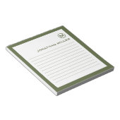 Professional Lined Olive White Monogram ノートパッド (アングル)