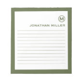 Professional Lined Olive White Monogram ノートパッド (正面)