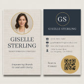 Professional Linen Photo QR Code Modern 名刺