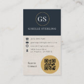 Professional Linen Photo QR Code Modern 名刺 (裏面)