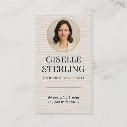 Professional Linen Photo QR Code Modern 名刺 (正面)