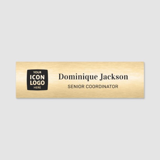 Professional Logo Brushed Gold Employee ID  名札 (正面)