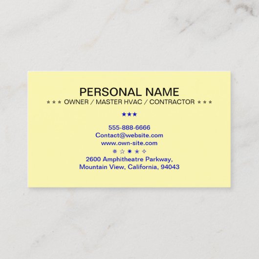 Professional LOGO Heating Air Conditioning | HVAC 名刺 (裏面)