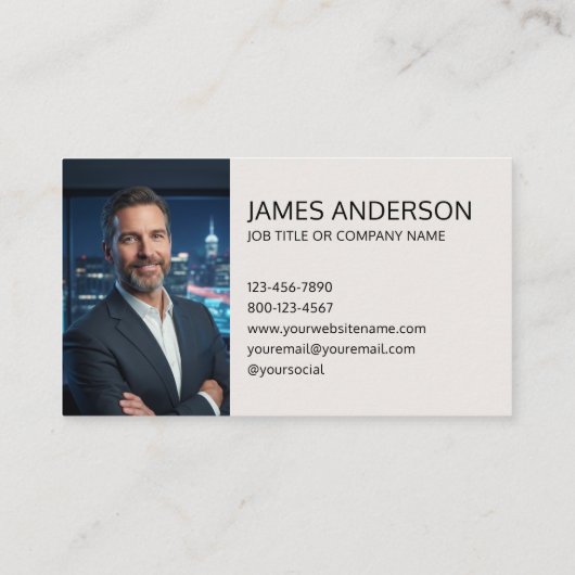 Professional Logo Photo Minimalist Off-White 名刺 (裏面)