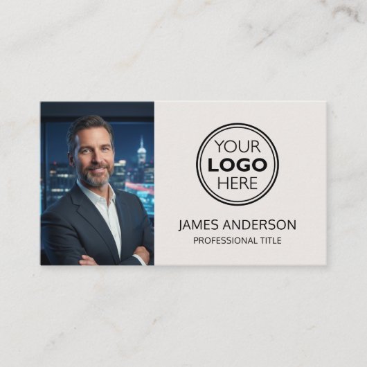 Professional Logo Photo Social Media Off-White 名刺 (正面)