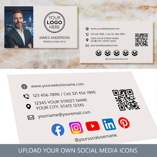 Professional Logo Photo Social Media QR Code 名刺
