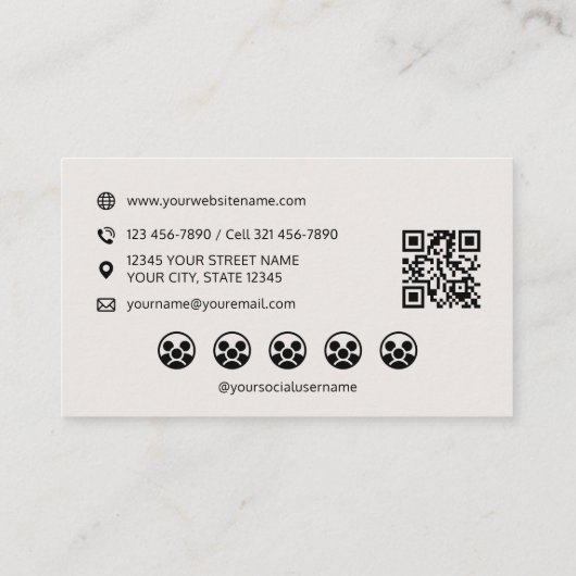 Professional Logo Photo Social Media QR Code 名刺 (裏面)