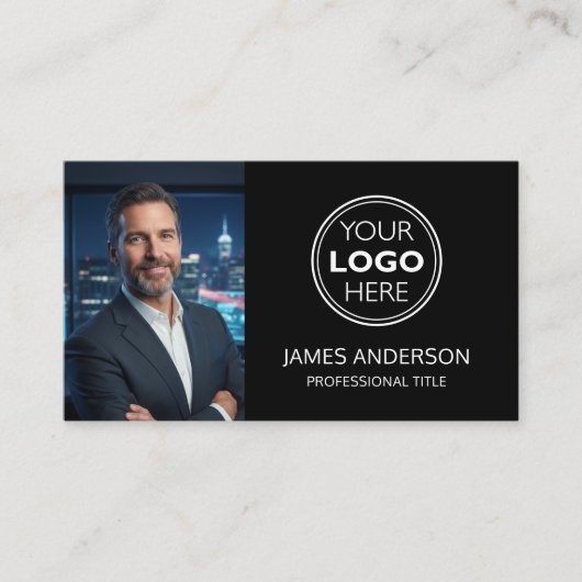 Professional Logo Photo Social Media QR Code Black 名刺 (正面)