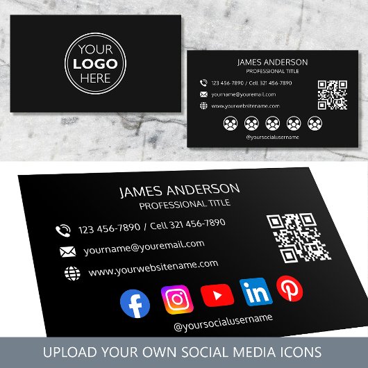 Professional Logo Social Media QR Code Black 名刺