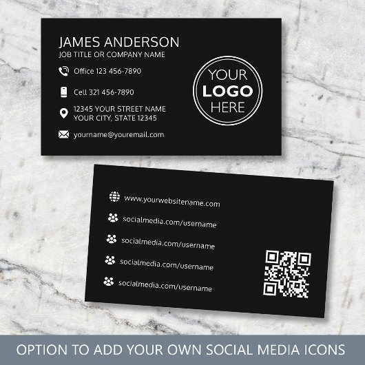 Professional Logo Social Media QR Code Black 名刺