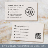 Professional Logo Social Media QR Code Off-White 名刺