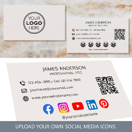 Professional Logo Social Media QR Code Off-White 名刺