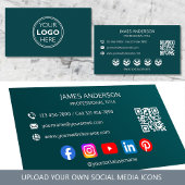 Professional Logo Social Media QR Code Teal 名刺