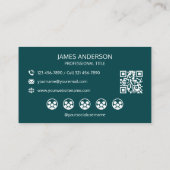 Professional Logo Social Media QR Code Teal 名刺 (裏面)