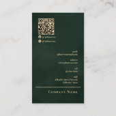 Professional Luxe Emerald Green Gold Business Card 名刺 (裏面)