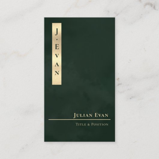 Professional Luxe Emerald Green Gold Business Card 名刺 (正面)
