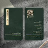Professional Luxe Emerald Green Gold Business Card 名刺