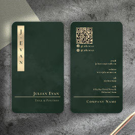 Professional Luxe Emerald Green Gold Business Card 名刺