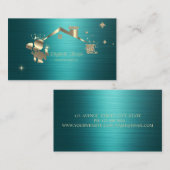 Professional Maid Cleaning House Green Metallic 名刺 (正面/裏面)