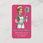 Professional Maid House Cleaning Housekeeping Pink 名刺 (正面)
